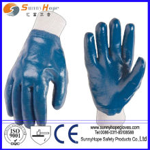 Smooth Finish fully dipped Blue Nitrile coated gloves